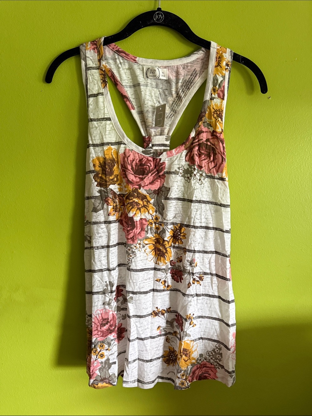 NWT Maurices Floral & Stripe Burn Out Tank Top Size XL